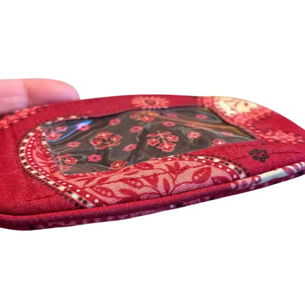 Vera Bradley red coin purse ID wallet Americana bandana print cotton fabric zip